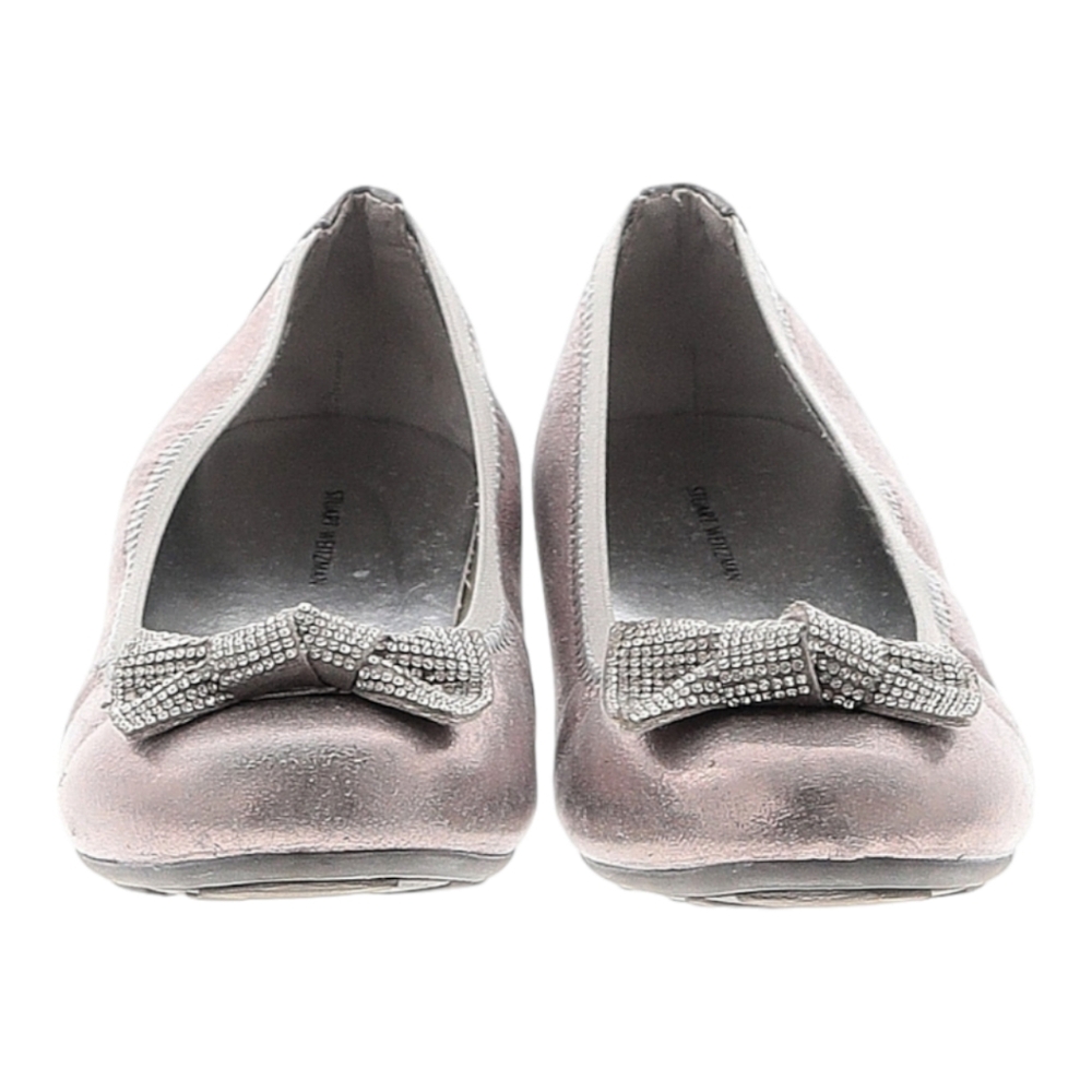 Stuart Weitzman Girl’s Size 4 Fannie Glitz Pewter Ballet Flat Bow, Rose Gold